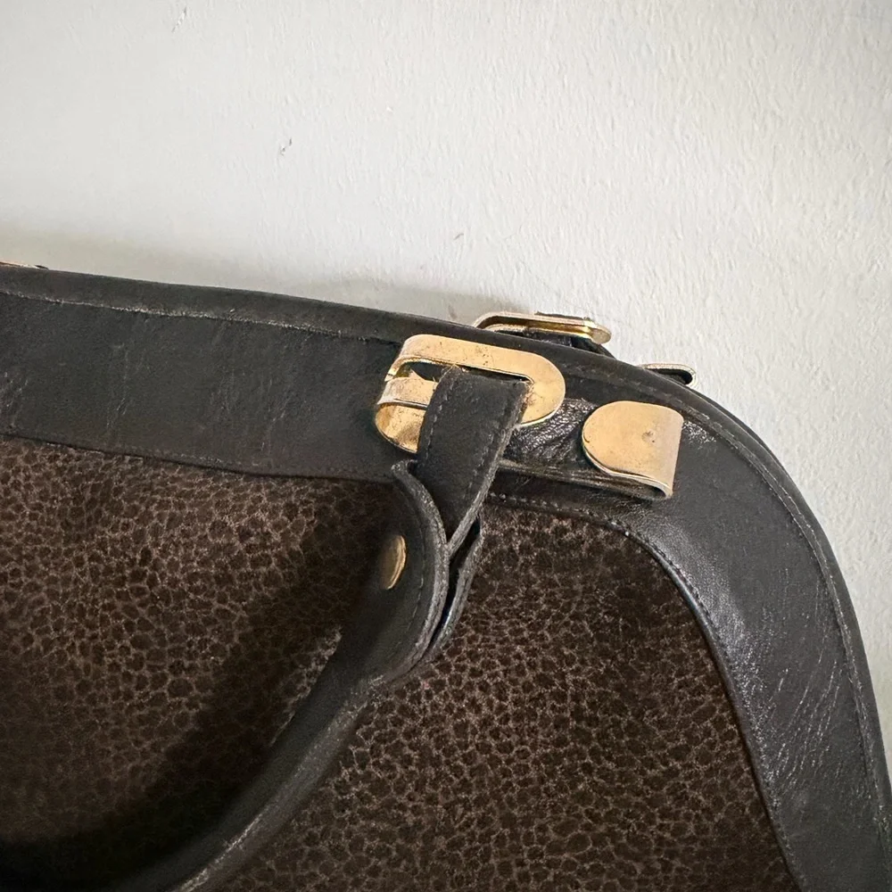 Vintage Lisette Purse Satchel Bag Animal Print Leather Goldtone Hardware 1980s